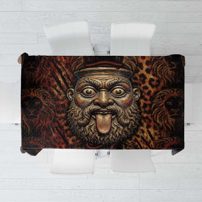 Bes Ancient Egyptian Tablecloth with Leopard Print Ankh and Eye of Horus Egyptian Deity Tribute - African Pride