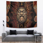Bes Ancient Egyptian Tapestry with Leopard Print Ankh and Eye of Horus Egyptian Deity Tribute - African Pride