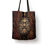 Bes Ancient Egyptian Tote Bag with Leopard Print Ankh and Eye of Horus Egyptian Deity Tribute - African Pride