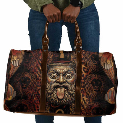 Bes Ancient Egyptian Travel Bag with Leopard Print Ankh and Eye of Horus Egyptian Deity Tribute - African Pride