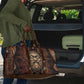 Bes Ancient Egyptian Travel Bag with Leopard Print Ankh and Eye of Horus Egyptian Deity Tribute - African Pride