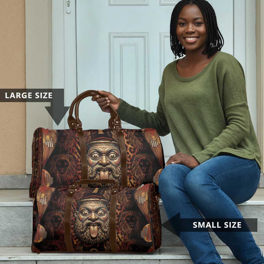 Bes Ancient Egyptian Travel Bag with Leopard Print Ankh and Eye of Horus Egyptian Deity Tribute - African Pride