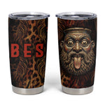 Bes Ancient Egyptian Tumbler Cup with Leopard Print Ankh and Eye of Horus Egyptian Deity Tribute - African Pride