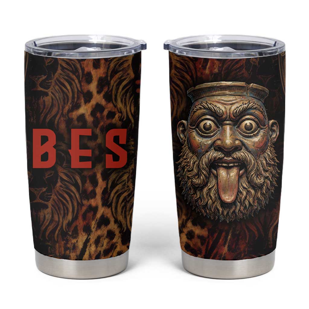 Bes Ancient Egyptian Tumbler Cup with Leopard Print Ankh and Eye of Horus Egyptian Deity Tribute - African Pride