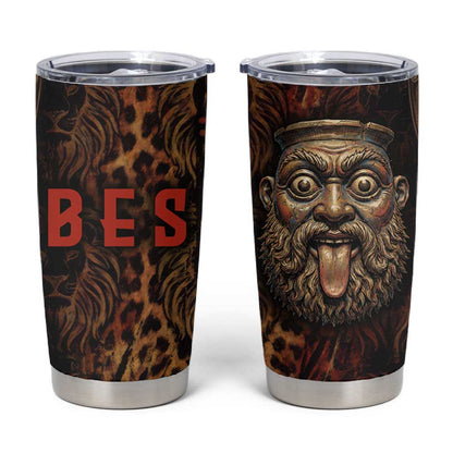 Bes Ancient Egyptian Tumbler Cup with Leopard Print Ankh and Eye of Horus Egyptian Deity Tribute - African Pride