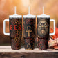 Bes Ancient Egyptian Tumbler With Handle with Leopard Print Ankh and Eye of Horus Egyptian Deity Tribute - African Pride