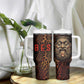 Bes Ancient Egyptian Tumbler With Handle with Leopard Print Ankh and Eye of Horus Egyptian Deity Tribute - African Pride
