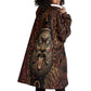 Bes Ancient Egyptian Wearable Blanket Hoodie with Leopard Print Ankh and Eye of Horus Egyptian Deity Tribute - African Pride