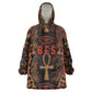Bes Ancient Egyptian Wearable Blanket Hoodie with Leopard Print Ankh and Eye of Horus Egyptian Deity Tribute - African Pride