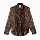 Bes Ancient Egyptian Women Casual Shirt with Leopard Print Ankh and Eye of Horus Egyptian Deity Tribute - African Pride