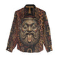 Bes Ancient Egyptian Women Casual Shirt with Leopard Print Ankh and Eye of Horus Egyptian Deity Tribute - African Pride