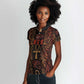 Bes Ancient Egyptian Women Polo Shirt with Leopard Print Ankh and Eye of Horus Egyptian Deity Tribute - African Pride