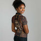 Bes Ancient Egyptian Women Polo Shirt with Leopard Print Ankh and Eye of Horus Egyptian Deity Tribute - African Pride