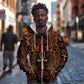 Bes Ancient Egyptian Zip Hoodie with Leopard Print Ankh and Eye of Horus Egyptian Deity Tribute - African Pride