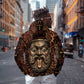 Bes Ancient Egyptian Zip Hoodie with Leopard Print Ankh and Eye of Horus Egyptian Deity Tribute - African Pride