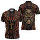 Bes Ancient Egyptian Zipper Polo Shirt with Leopard Print Ankh and Eye of Horus Egyptian Deity Tribute - African Pride