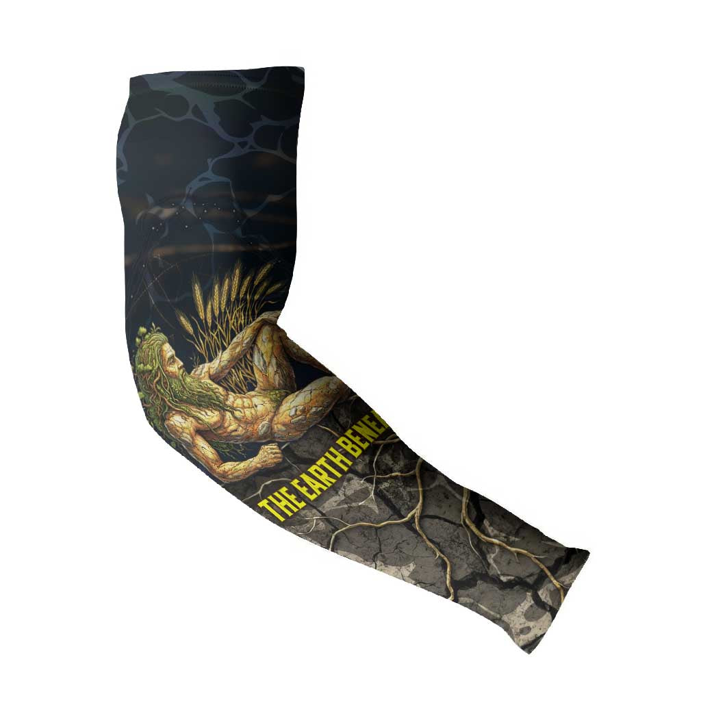 Geb Arm Sleeves Ancient Egyptian Cracked Earth and Wheat Illustration Egyptian Earth God - African Pride