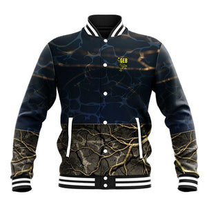 Geb Baseball Jacket Ancient Egyptian Cracked Earth and Wheat Illustration Egyptian Earth God - African Pride