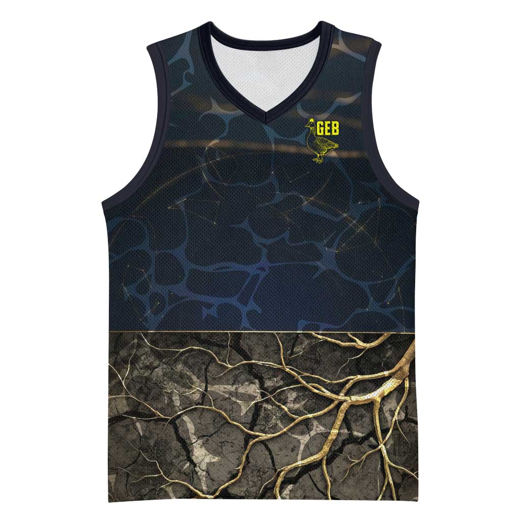 Geb Basketball Jersey Ancient Egyptian Cracked Earth and Wheat Illustration Egyptian Earth God - African Pride