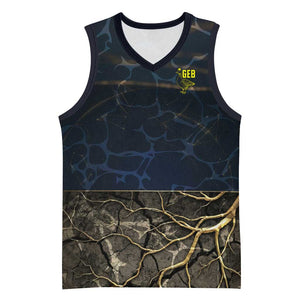 Geb Basketball Jersey Ancient Egyptian Cracked Earth and Wheat Illustration Egyptian Earth God - African Pride