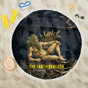 Geb Beach Blanket Ancient Egyptian Cracked Earth and Wheat Illustration Egyptian Earth God - African Pride