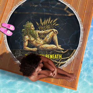 Geb Beach Blanket Ancient Egyptian Cracked Earth and Wheat Illustration Egyptian Earth God - African Pride