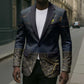 Geb Blazer Ancient Egyptian Cracked Earth and Wheat Illustration Egyptian Earth God - African Pride