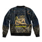 Geb Bomber Jacket Ancient Egyptian Cracked Earth and Wheat Illustration Egyptian Earth God - African Pride