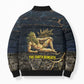 Geb Bomber Puffer Jacket Ancient Egyptian Cracked Earth and Wheat Illustration Egyptian Earth God - African Pride