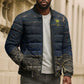 Geb Bomber Puffer Jacket Ancient Egyptian Cracked Earth and Wheat Illustration Egyptian Earth God - African Pride