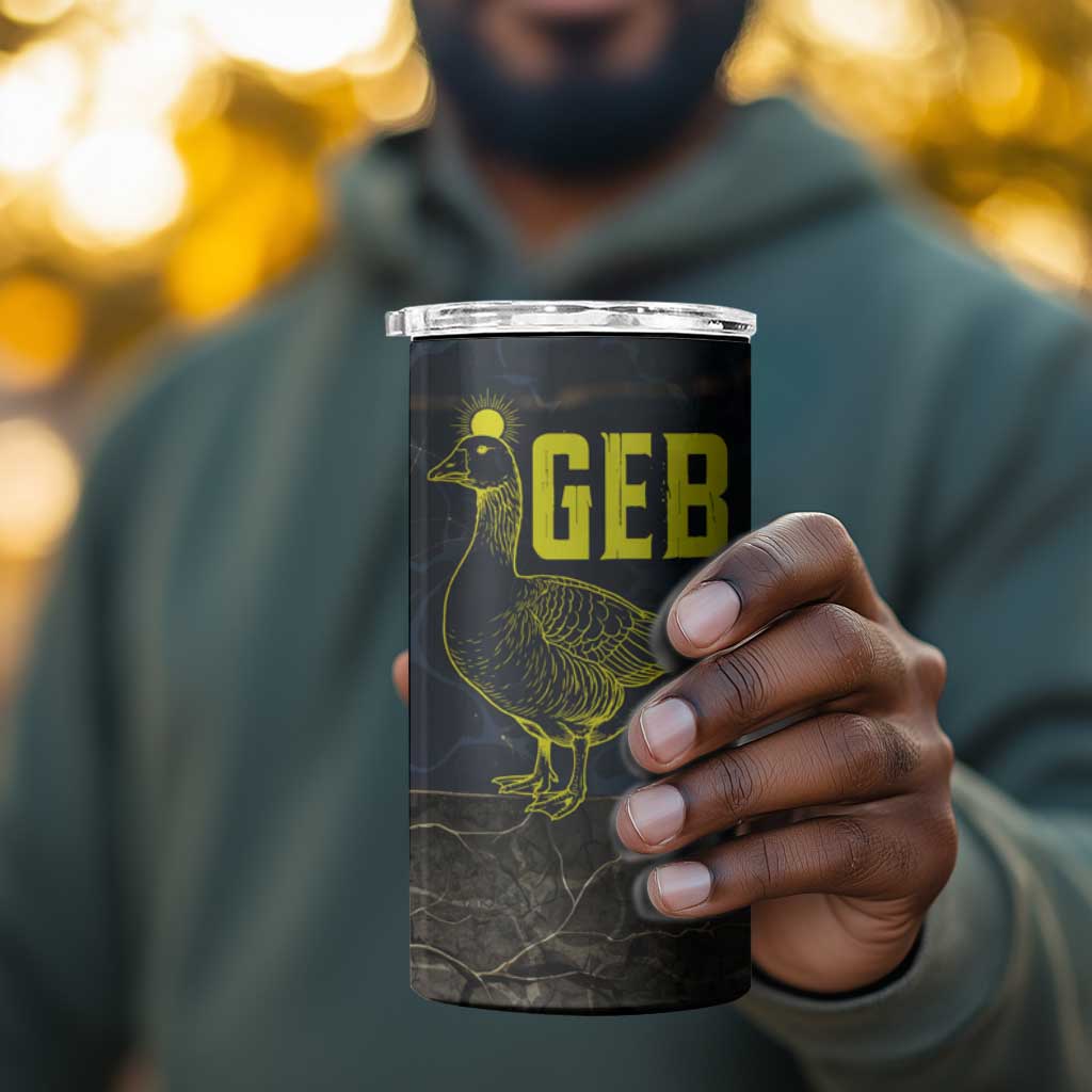 Geb 4 in 1 Can Cooler Tumbler Ancient Egyptian Cracked Earth and Wheat Illustration Egyptian Earth God - African Pride