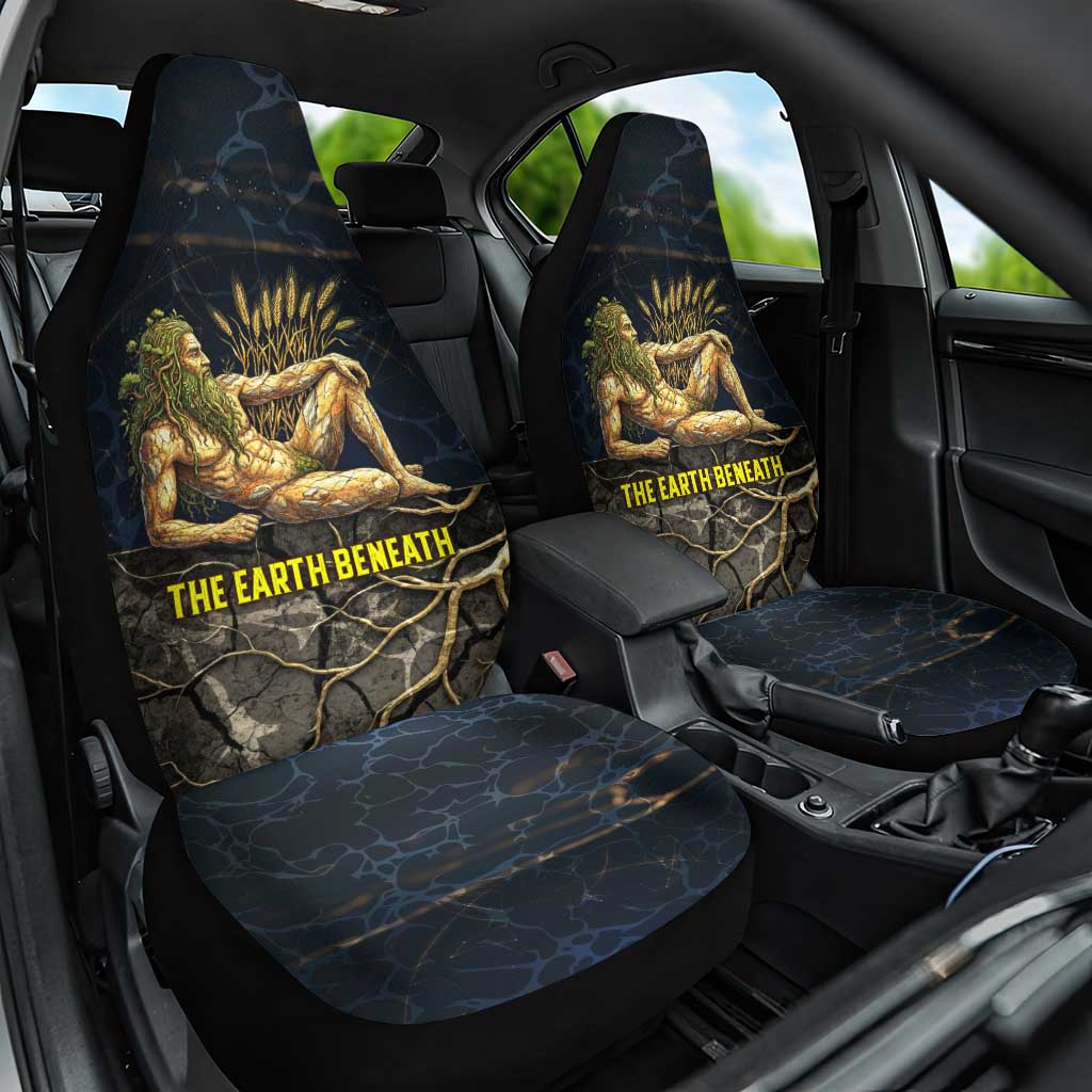 Geb Car Seat Cover Ancient Egyptian Cracked Earth and Wheat Illustration Egyptian Earth God - African Pride
