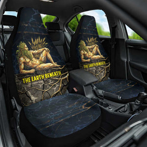 Geb Car Seat Cover Ancient Egyptian Cracked Earth and Wheat Illustration Egyptian Earth God - African Pride