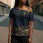 Geb Cross Shoulder Shirt Ancient Egyptian Cracked Earth and Wheat Illustration Egyptian Earth God - African Pride