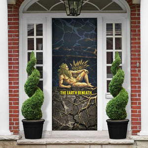 Geb Door Cover Ancient Egyptian Cracked Earth and Wheat Illustration Egyptian Earth God - African Pride
