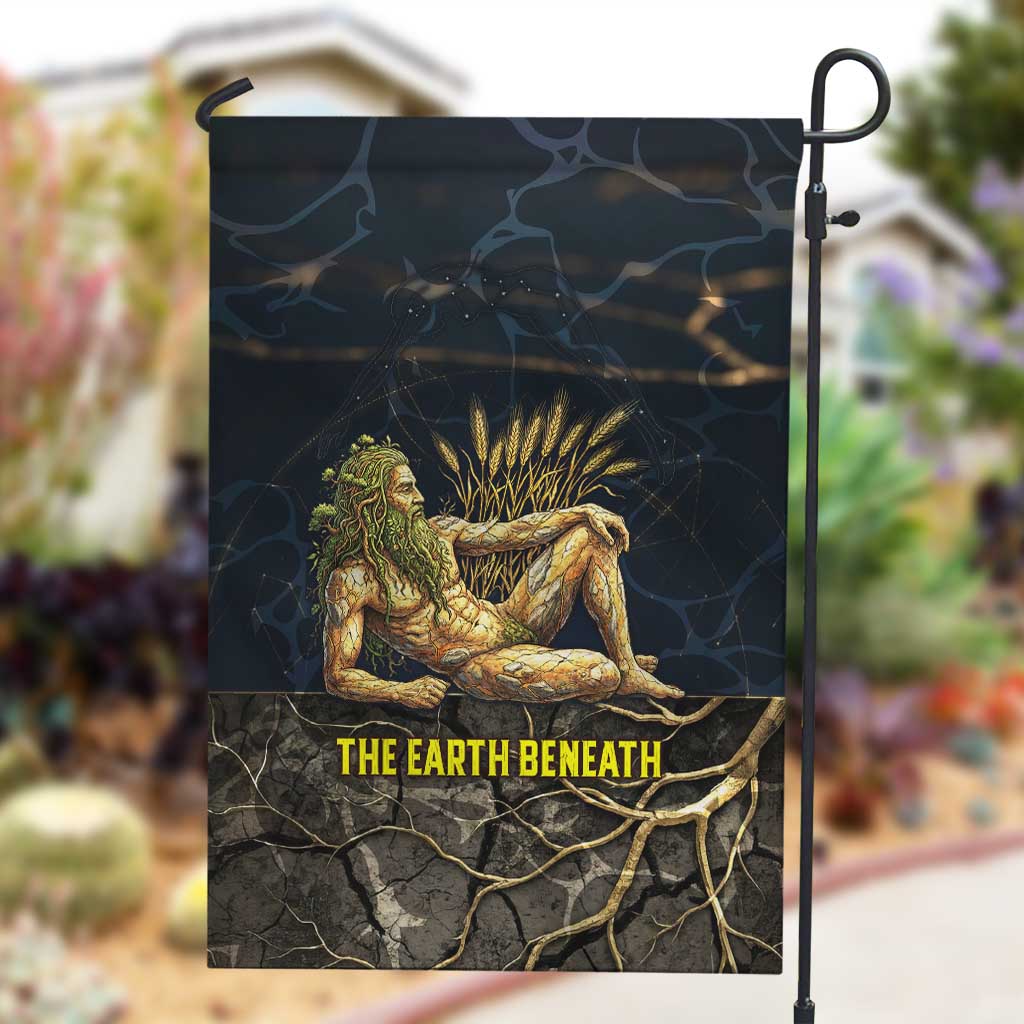 Geb Garden Flag Ancient Egyptian Cracked Earth and Wheat Illustration Egyptian Earth God - African Pride