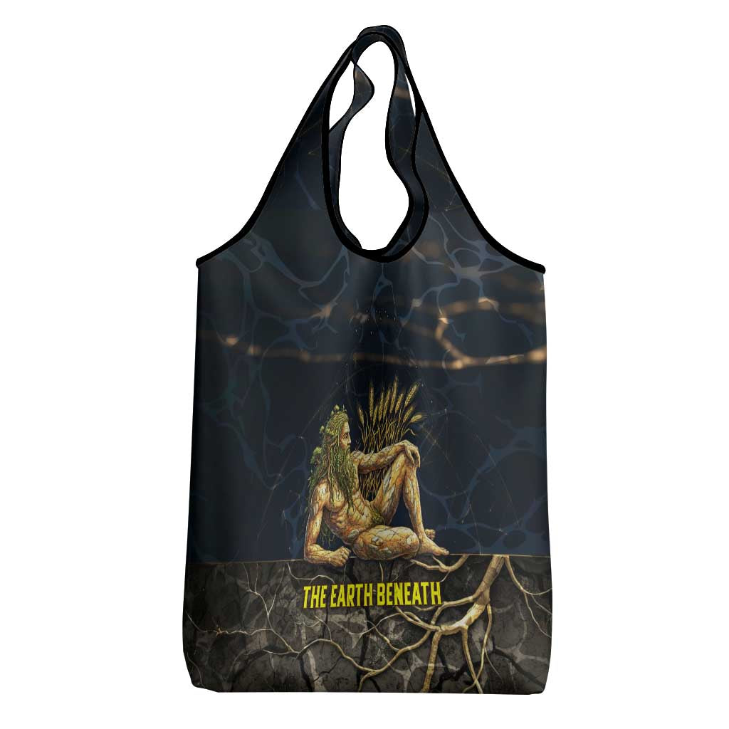Geb Grocery Bag Ancient Egyptian Cracked Earth and Wheat Illustration Egyptian Earth God - African Pride