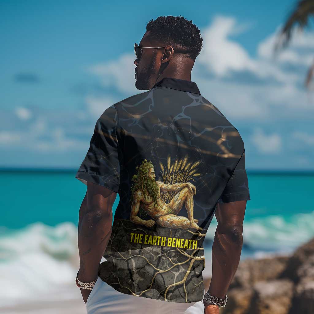 Geb Hawaiian Shirt Ancient Egyptian Cracked Earth and Wheat Illustration Egyptian Earth God - African Pride