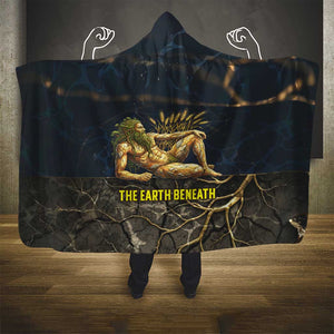 Geb Hooded Blanket Ancient Egyptian Cracked Earth and Wheat Illustration Egyptian Earth God - African Pride