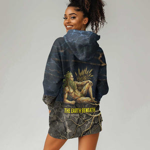 Geb Hoodie Dress Ancient Egyptian Cracked Earth and Wheat Illustration Egyptian Earth God - African Pride