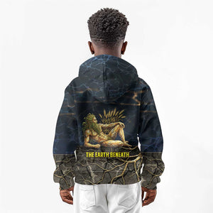 Geb Kid Hoodie Ancient Egyptian Cracked Earth and Wheat Illustration Egyptian Earth God - African Pride