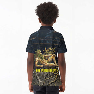 Geb Kid Polo Shirt Ancient Egyptian Cracked Earth and Wheat Illustration Egyptian Earth God - African Pride