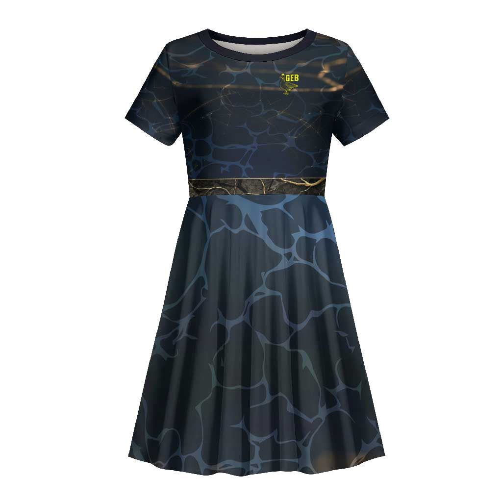 Geb Kid Short Sleeve Dress Ancient Egyptian Cracked Earth and Wheat Illustration Egyptian Earth God - African Pride