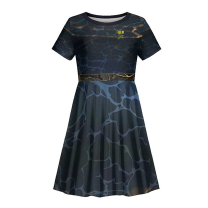Geb Kid Short Sleeve Dress Ancient Egyptian Cracked Earth and Wheat Illustration Egyptian Earth God - African Pride