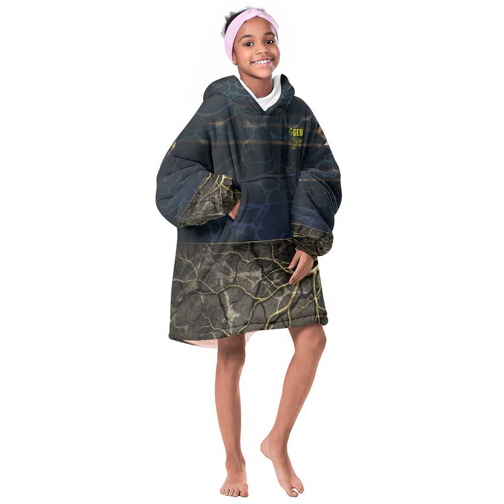 Geb Kid Wearable Blanket Hoodie Ancient Egyptian Cracked Earth and Wheat Illustration Egyptian Earth God - African Pride