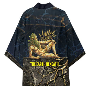 Geb Kimono Ancient Egyptian Cracked Earth and Wheat Illustration Egyptian Earth God - African Pride