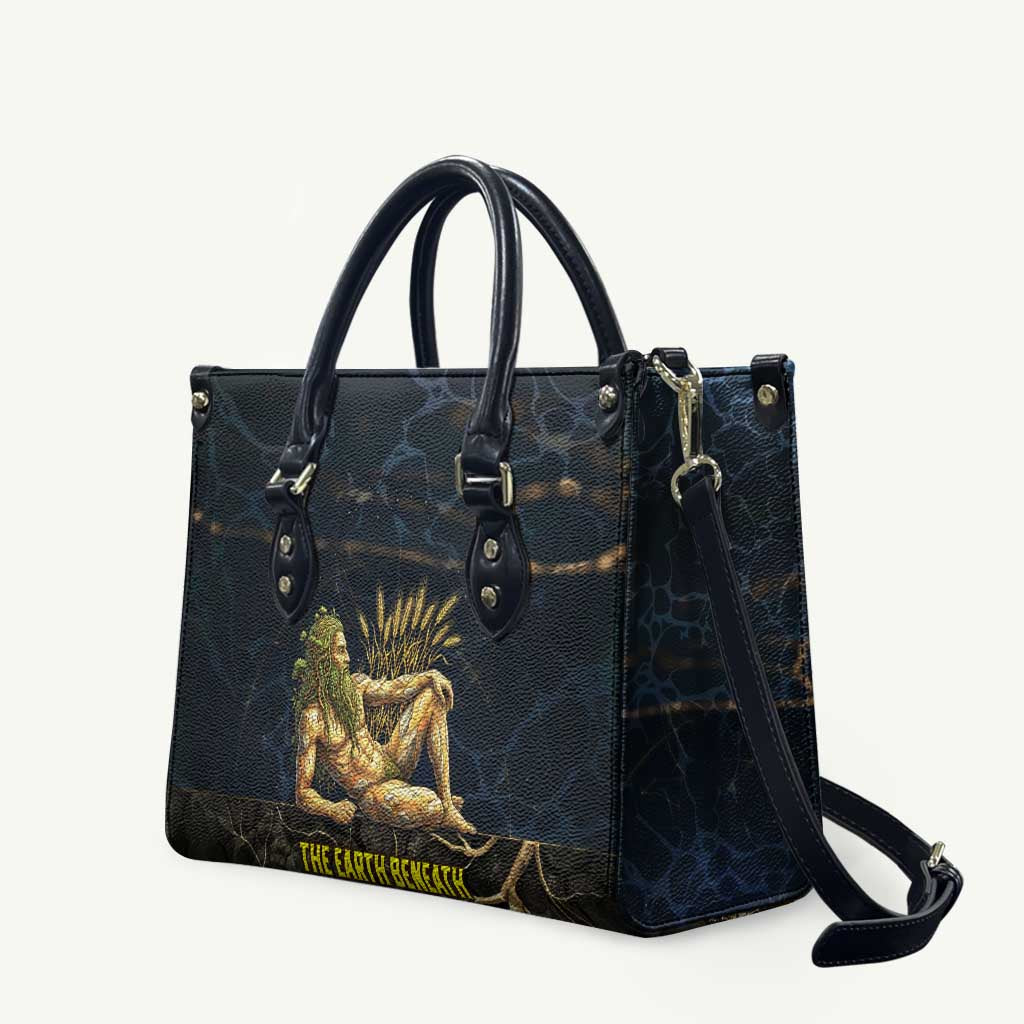 Geb Leather Bag Ancient Egyptian Cracked Earth and Wheat Illustration Egyptian Earth God - African Pride