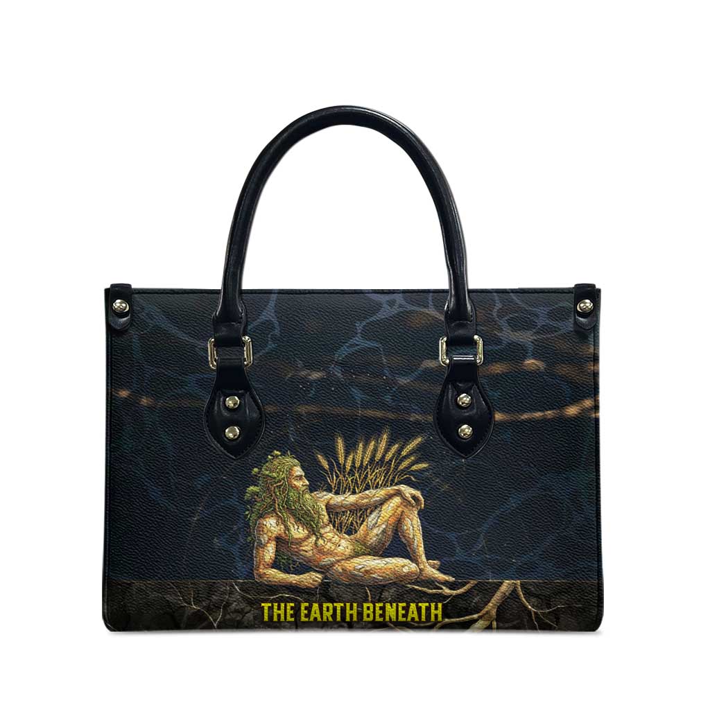 Geb Leather Bag Ancient Egyptian Cracked Earth and Wheat Illustration Egyptian Earth God - African Pride