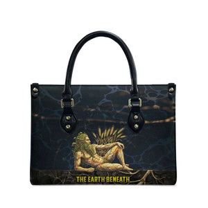 Geb Leather Bag Ancient Egyptian Cracked Earth and Wheat Illustration Egyptian Earth God - African Pride