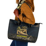 Geb Leather Tote Bag Ancient Egyptian Cracked Earth and Wheat Illustration Egyptian Earth God - African Pride
